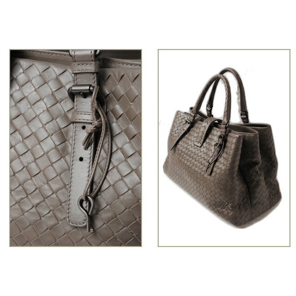 Bottega Veneta Roma Tote Bag Charcoal Black Black Gray Leather - Picture 2 of 6